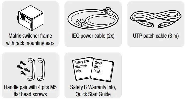 LIGHTWARE MX2M Series Modular 24x24 4K Hybrid Matrix Switcher - Box Contents