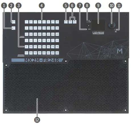 LIGHTWARE MX2M Series Modular 24x24 4K Hybrid Matrix Switcher - Front View