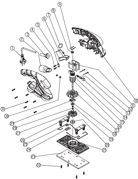 FERM-PSM1024-Orbital-Sander-180W-with-Sanding-Papers-fig-1