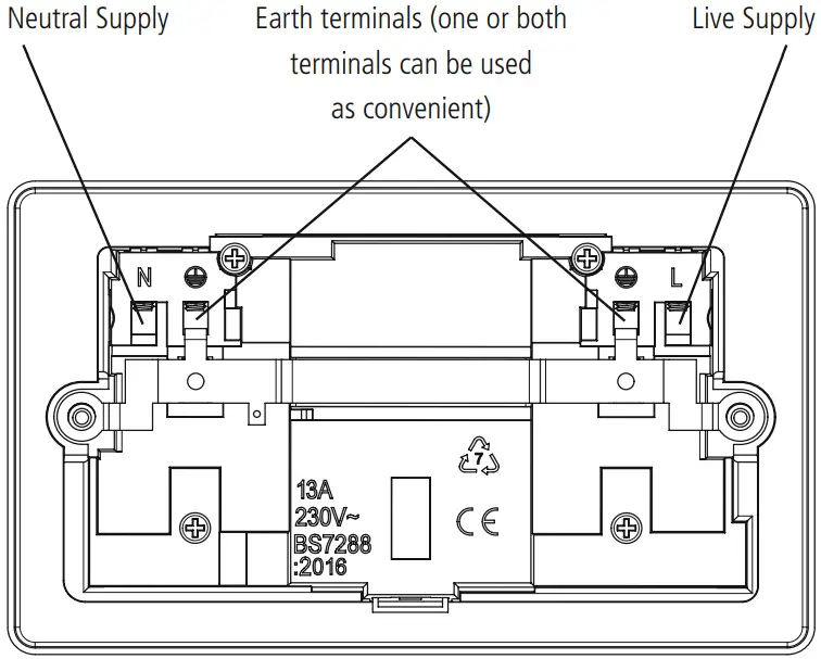 TIMEGUARD RCD05WAVN RCD Double Sockets - Connection Diagram