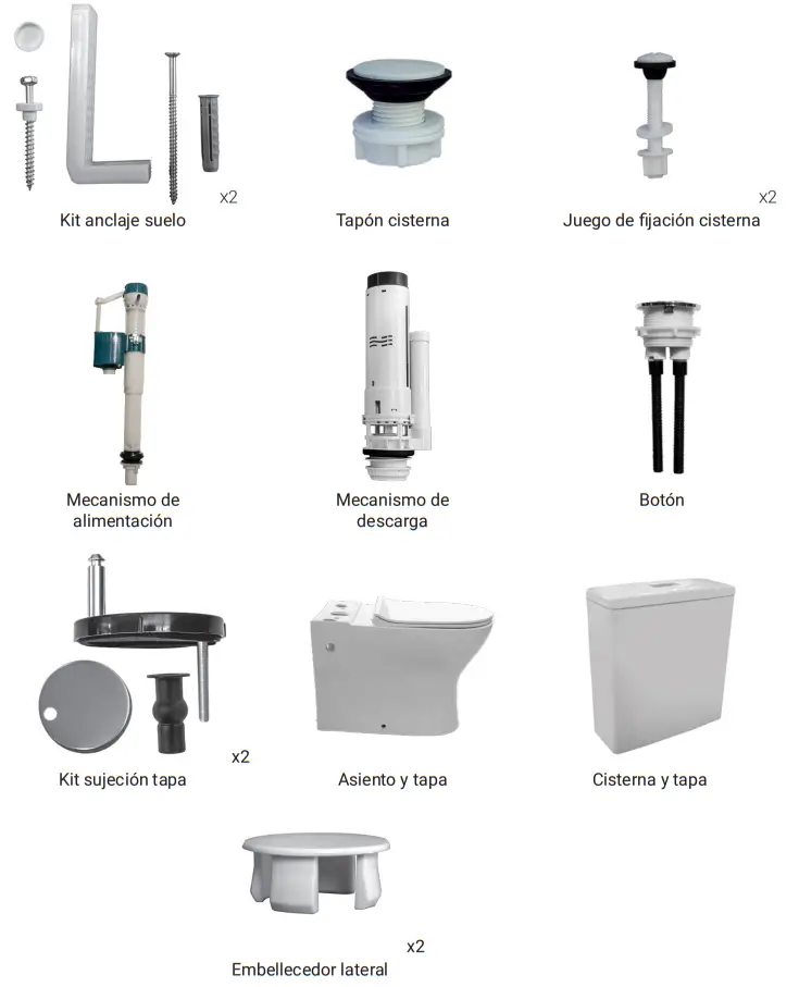 artecristal Inodoros Barine Toilets - Parts included