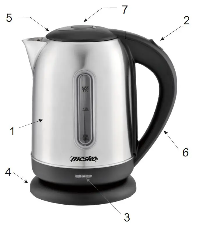 mesko MS 1288 Stainless Steel Kettle fig 1