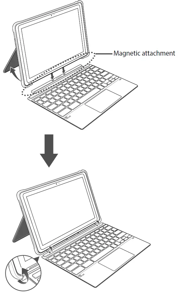 Attach the device to the keyboard