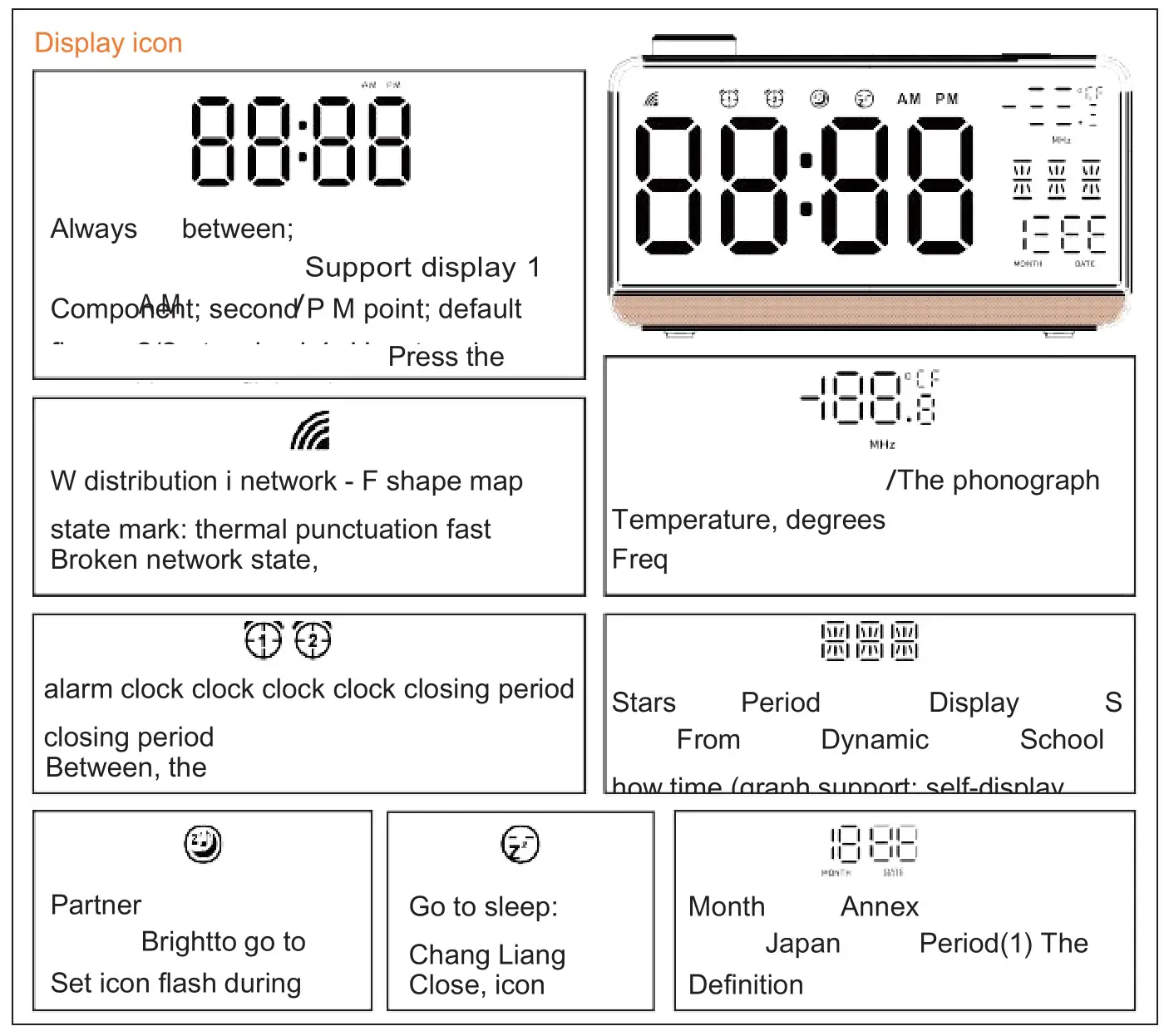 Here4Gear SAFW004-S Smart Screen Alarm Clock Radio - Operational Guidelines