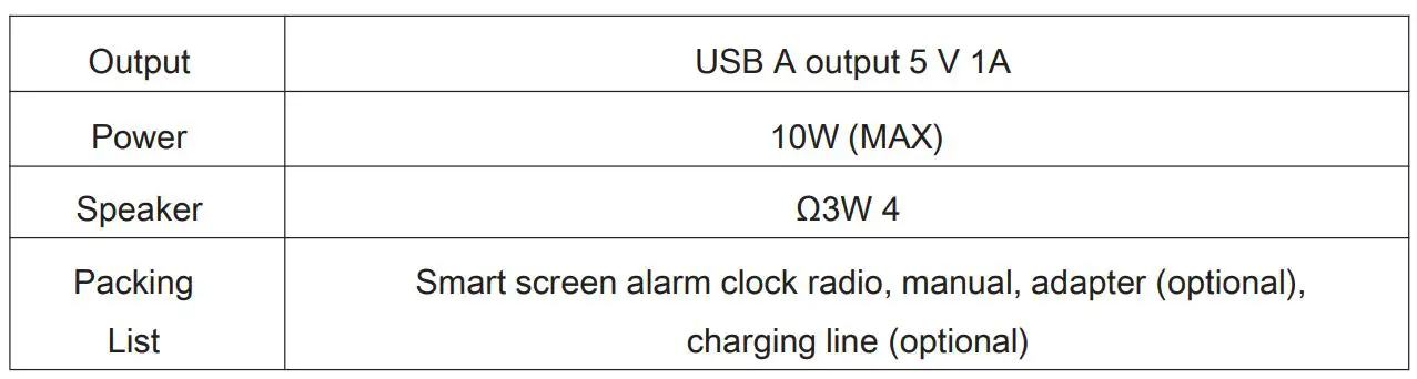 Here4Gear SAFW004-S Smart Screen Alarm Clock Radio - Product characteristics 2