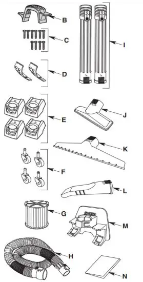 RIDGID HD14000 Shop Vacuum - Carton Contents List