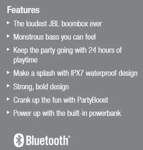 JBL BoomBox2 Portable Bluetooth Speaker - Features