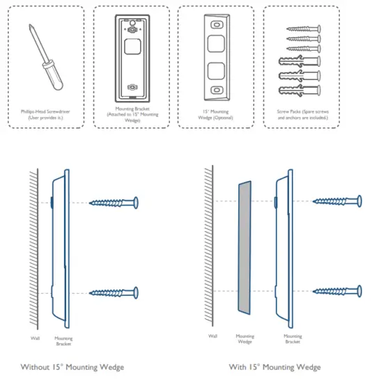 eufy T8210 Wireless Video Doorbell 2K Battery Powered Set - Bracket