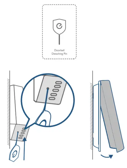 eufy T8210 Wireless Video Doorbell 2K Battery Powered Set - Detaching Pin