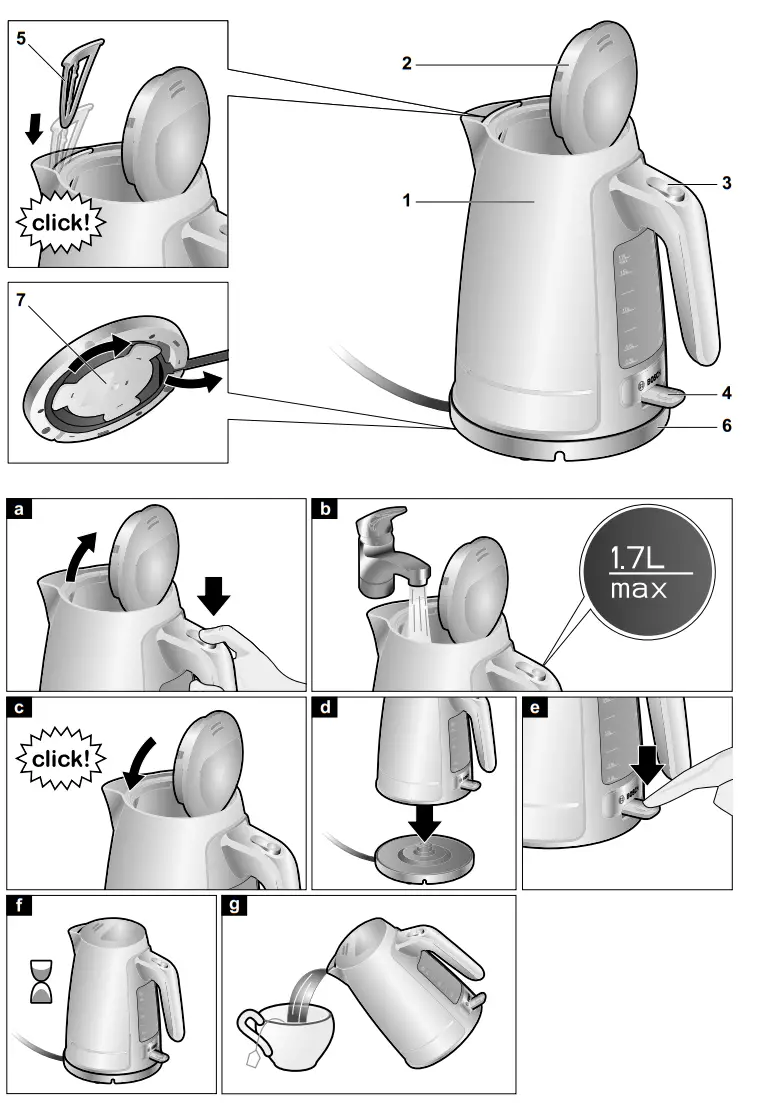 BOSCH TWK6A Cordless Electric Kettle