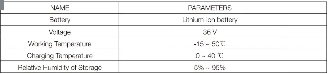 LIKE SPORTING MEGA MOTION Electric Scooter User Manual - The specification of the battery