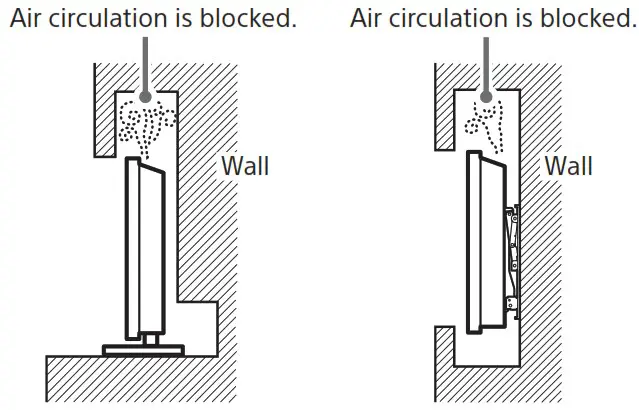 SONY XR 48A90K Smart LED TV - Installing the TV against a wall or enclosed area 3