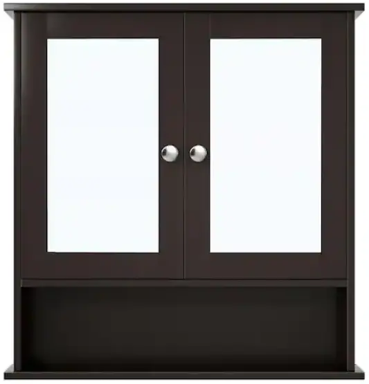 WELLFOR BA-HPY-7396BN Brown Surface Mount Medicine Cabinet