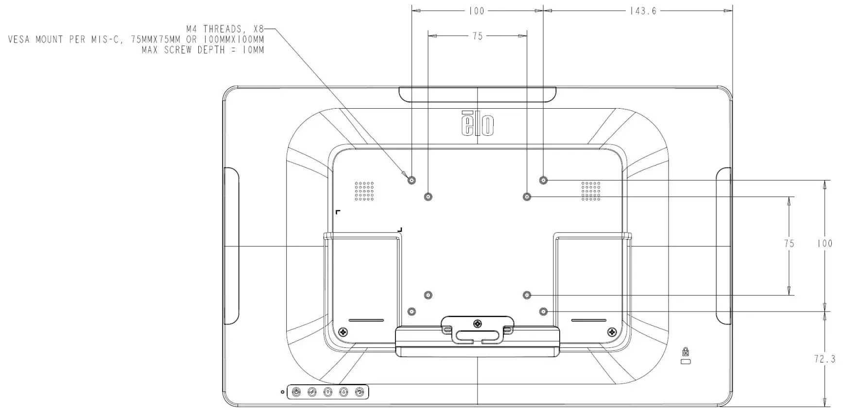 elo ET1502LM Touch Solutions User Manual - Rear VESA Mount