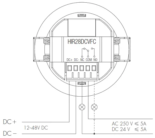 HYTRONIK HIR28DCVFC Flush Mount PIR Motion Sensor - Wiring Diagram