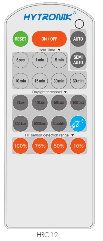 HYTRONIK HIR28DCVFC Flush Mount PIR Motion Sensor - remote