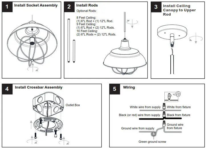QUOIZEL QP5357MBK Darmody 1 Light 17 Inch Matte Black Pendant Ceiling Light - INSTALLATION