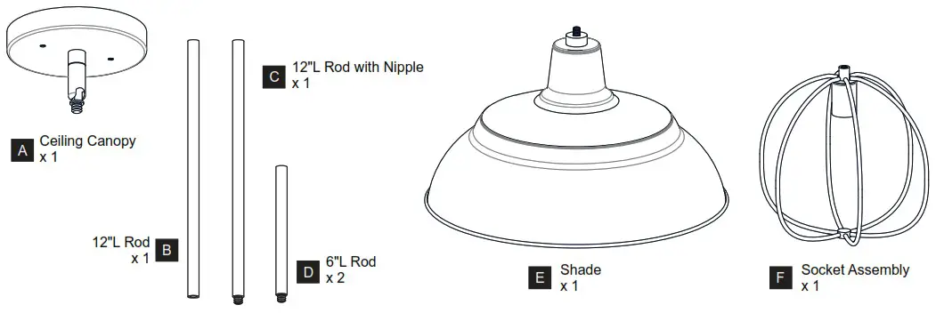 QUOIZEL QP5357MBK Darmody 1 Light 17 Inch Matte Black Pendant Ceiling Light - PACKAGE CONTENTS 1