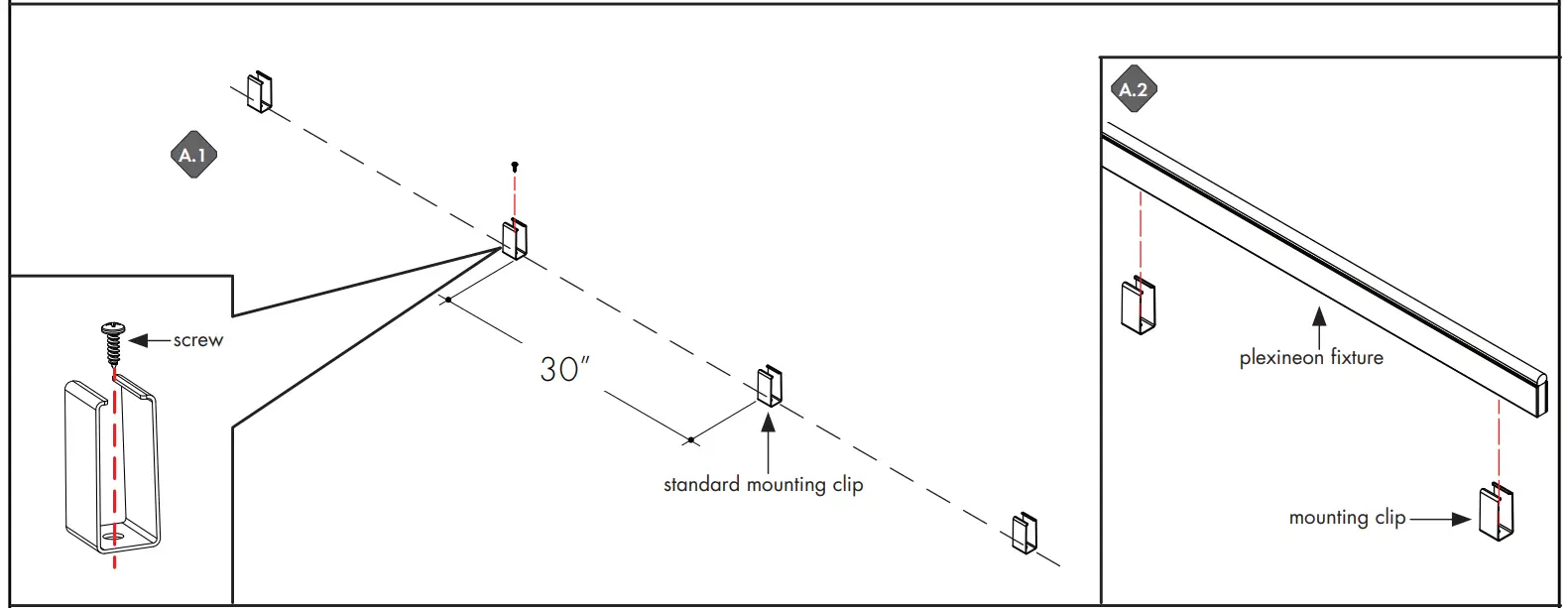 Straight run with mounting clips