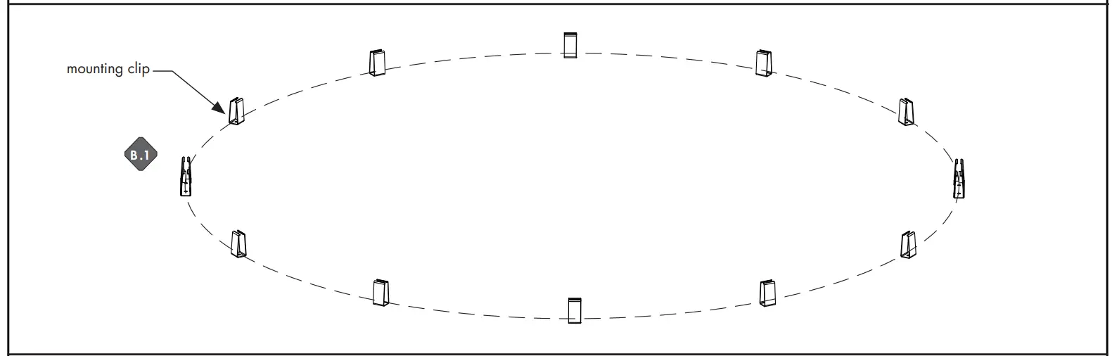 Curved run/rings with mounting clips
