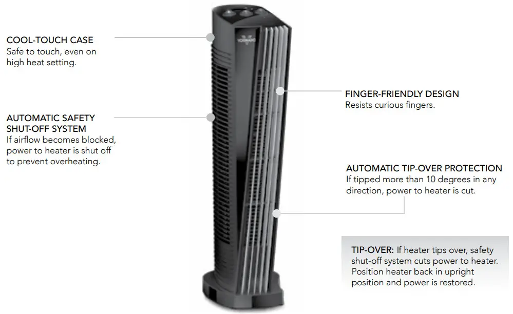 VORNADO TH20 Tower Heater- SAFETY FEATURES
