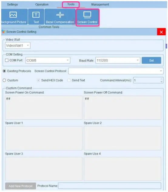 Screen control setting