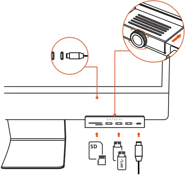 SATECHI USB-C Clamp Hub for 24 Inch IMAC A02