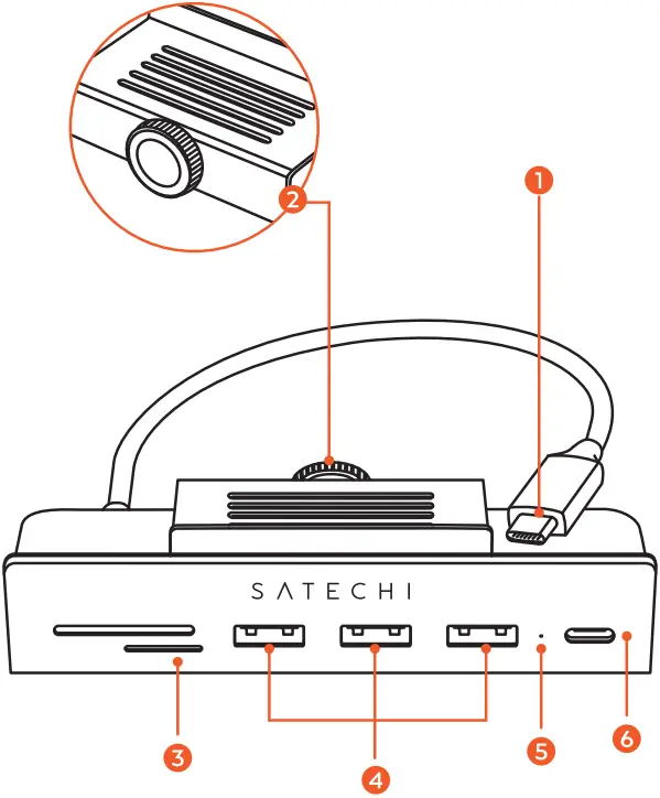 SATECHI USB-C Clamp Hub for 24 Inch IMAC A03