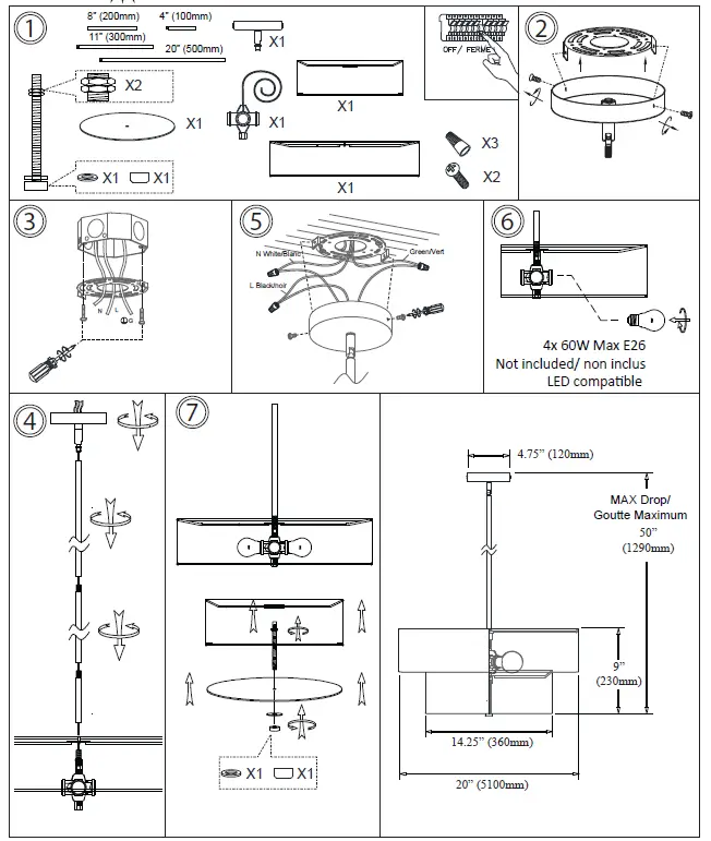 Dainolite 571-224P-AGB-WH Brass Transitional Drum Pendant Light 1