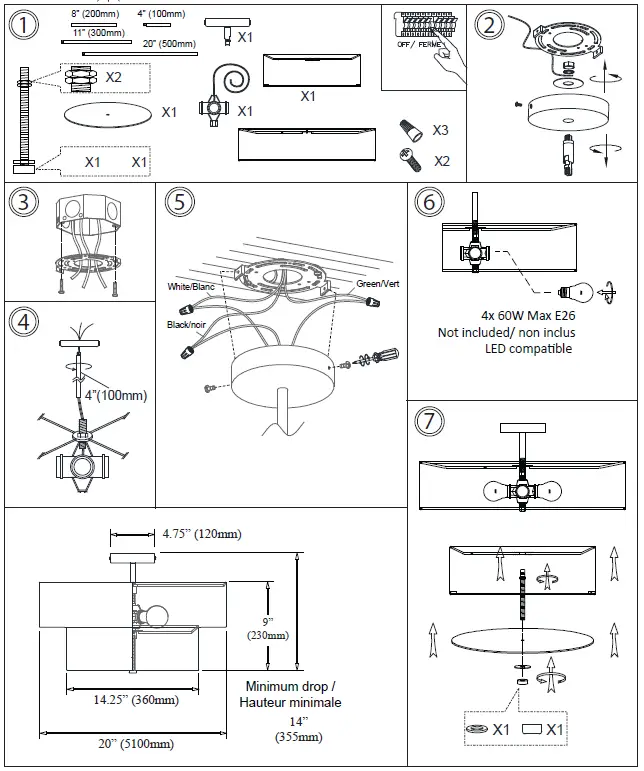 Dainolite 571-224P-AGB-WH Brass Transitional Drum Pendant Light 2