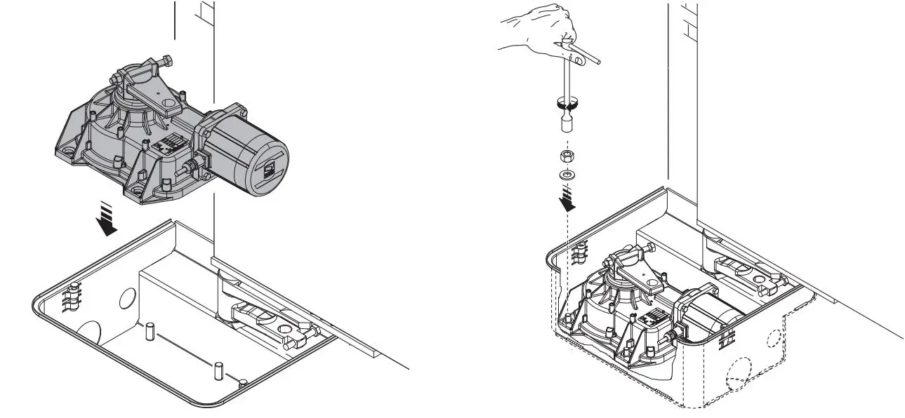 CAME FROG-A Swing-gate operator Installation Guide - Fastening the gearmotor