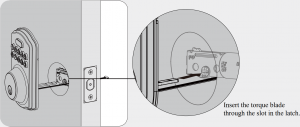 Install exterior assembly-B Route the cable below the latch