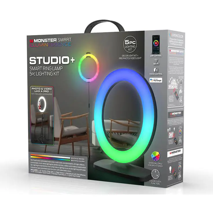 MONSTER MLB7-1068-RGB Studio+ Smart Ring Lamp 5pc Lighting Kit
