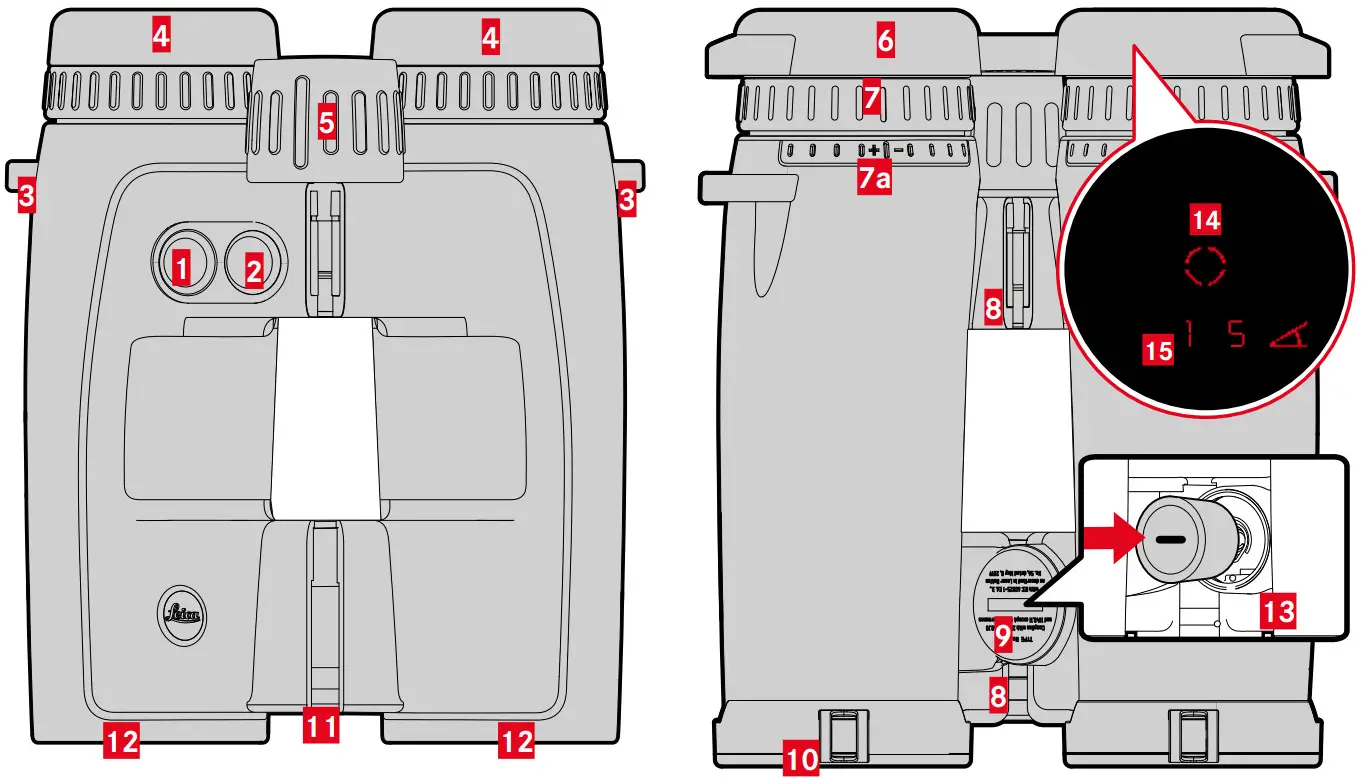 Leica Camera Ag 5932 Binocular with Laser Rangefinder - PART DESIGNATIONS