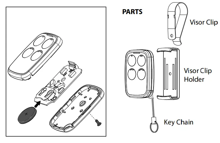 OVERHEAD DOOR UNI4B2 Universal Remote - Changing The Battery