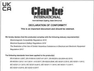 FIG 16 DECLARATION OF CONFORMITY UKCA