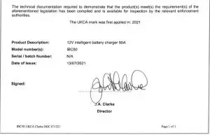 FIG 17 DECLARATION OF CONFORMITY UKCA