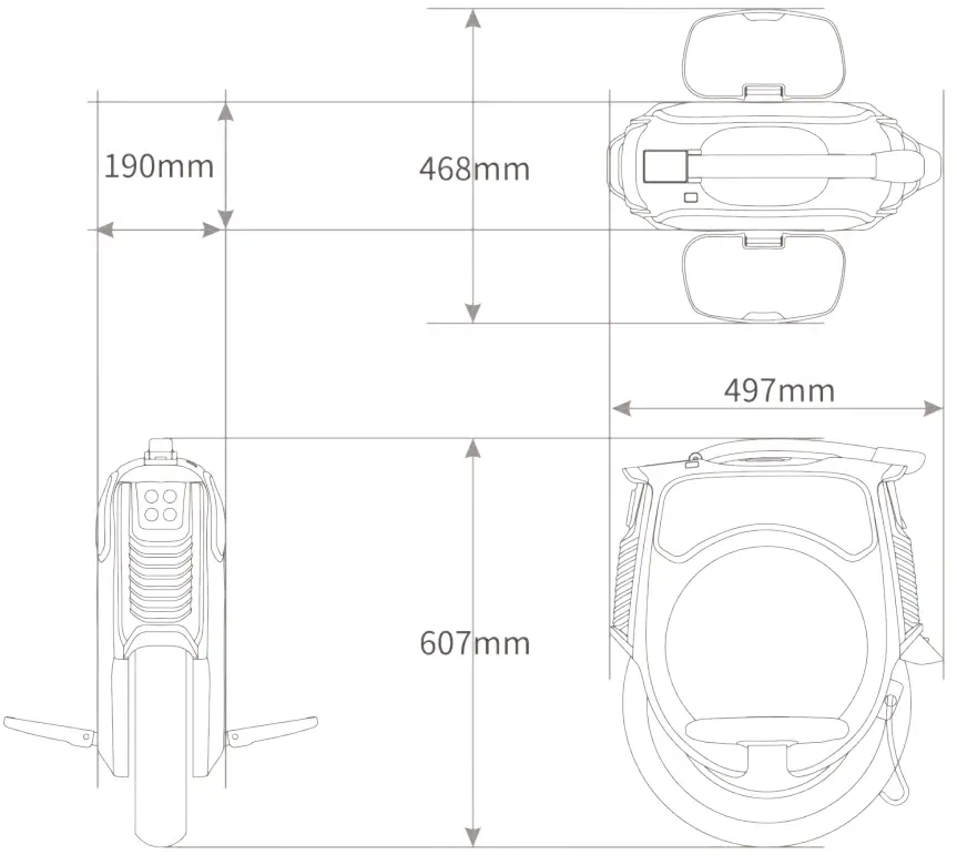 INMOTION V12 Electric Unicycle-Dimension
