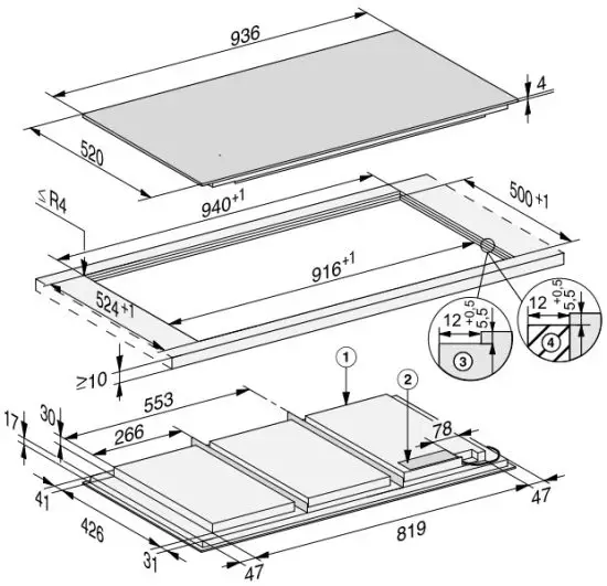 Miele 11274160-03 Cooktop - Wooden strip
