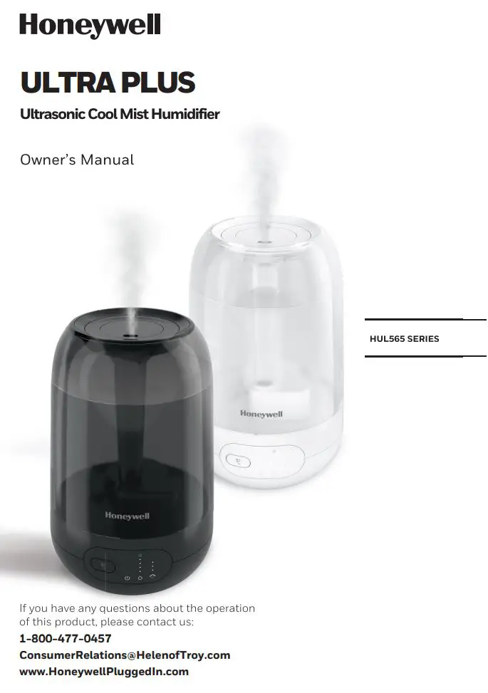 Honeywell HUL565 Series Ultra Plus Ultrasonic Cool Mist Humidifier Owner's Manual