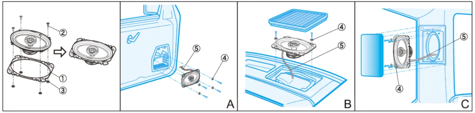 Pioneer TS G4620S G Series 4 X 6 200 Watt 2 Way Coaxial Speakers - instlation