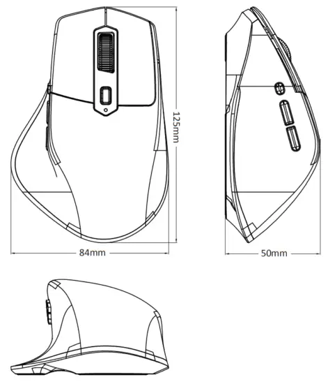 perixx PERIMICE 803 Wireless Ergonomic Mouse - Product Illustr on