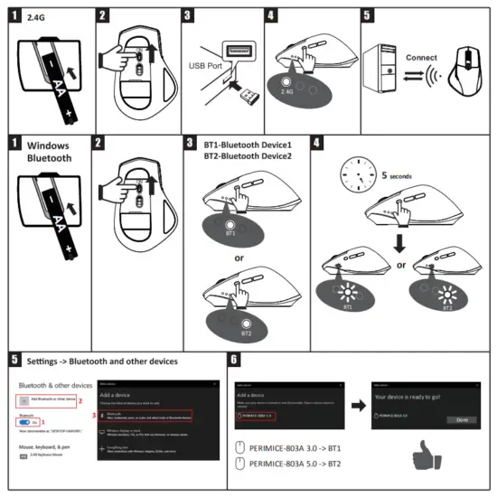 perixx PERIMICE 803 Wireless Ergonomic Mouse - fig1