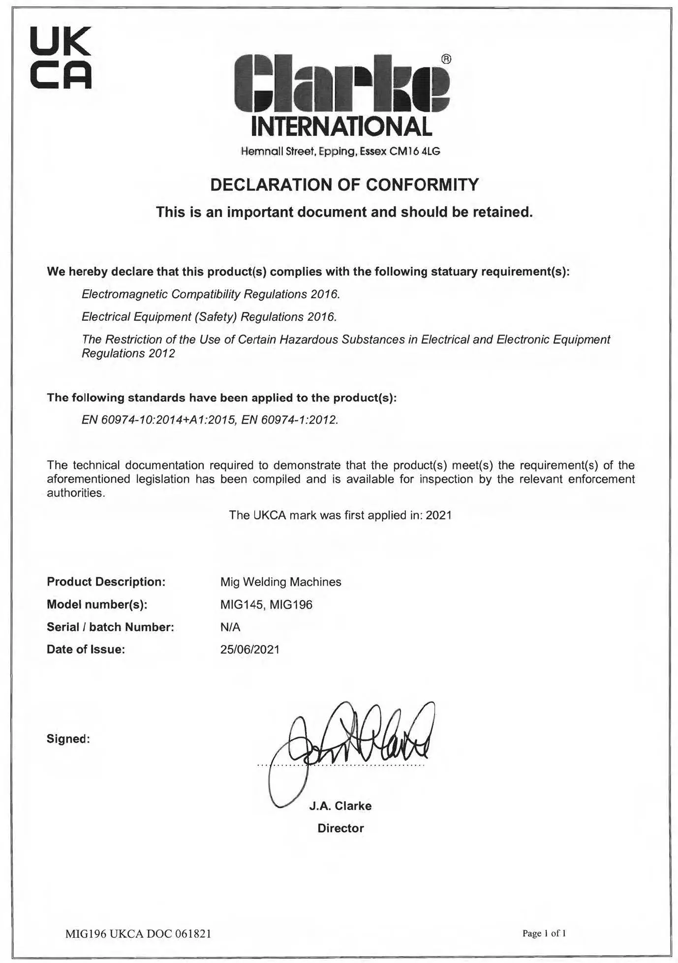 Clarke MIG196 No Gas-Gas MIG Welder fig 24