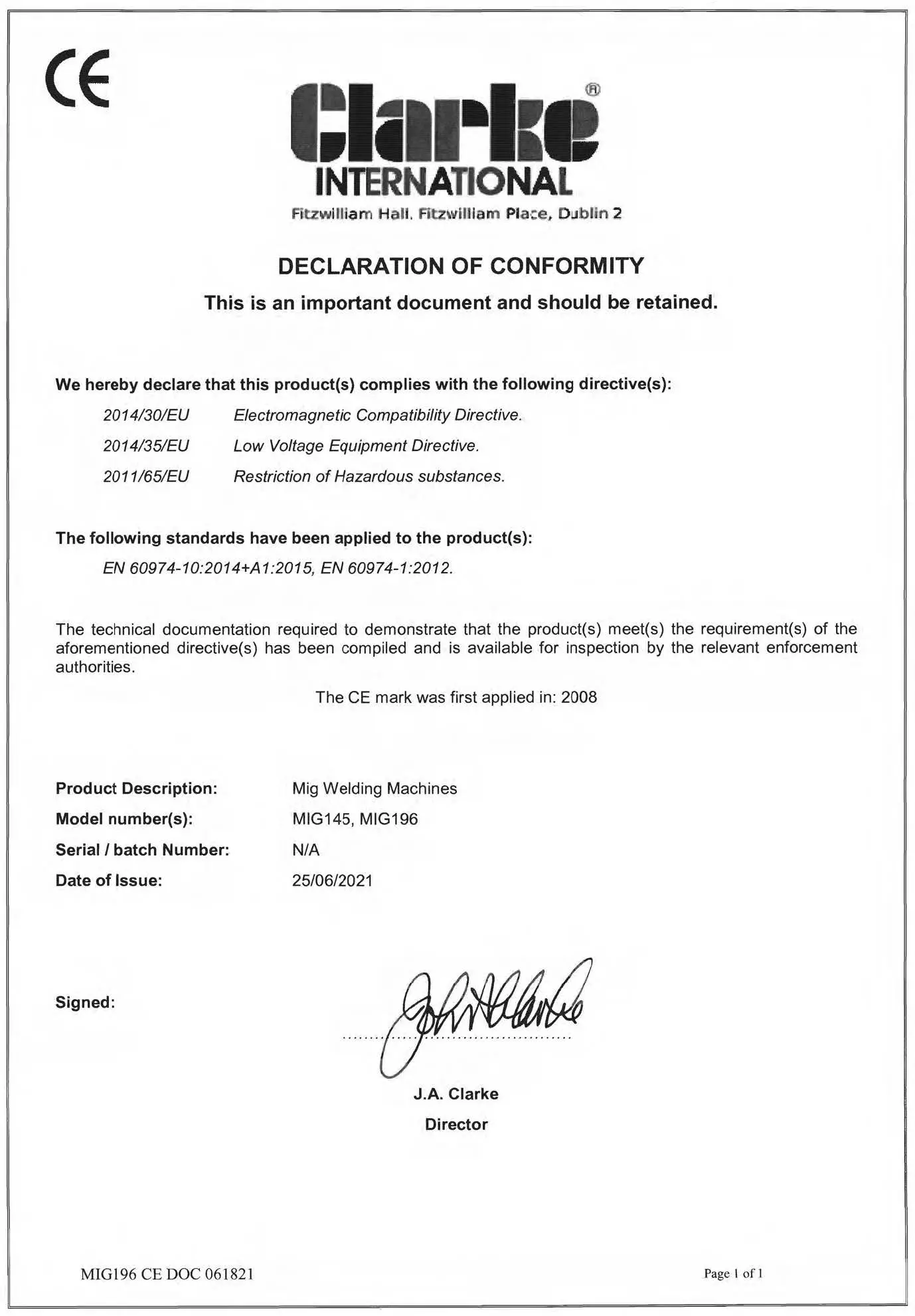 Clarke MIG196 No Gas-Gas MIG Welder fig 25