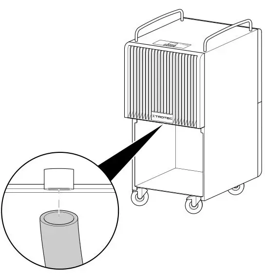 TROTEC TTK 120 E Comfort dehumidifier - Push one end of the hose onto the hose connection.