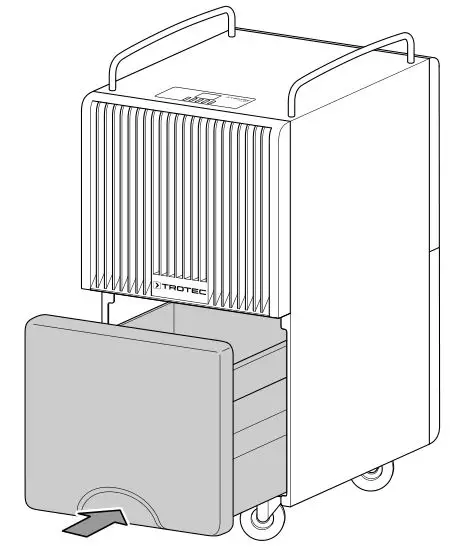 TROTEC TTK 120 E Comfort dehumidifier - Refit the condensation tank into the device