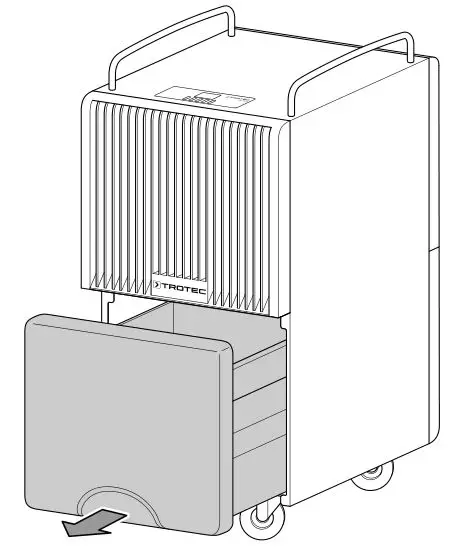 TROTEC TTK 120 E Comfort dehumidifier - Take the condensation tank out of the device