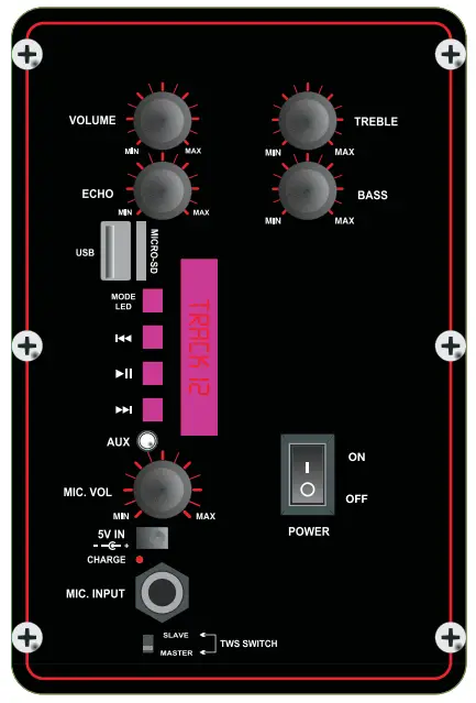 MINFU BB2742 2x8 Inch Portable Party Speaker - fig1