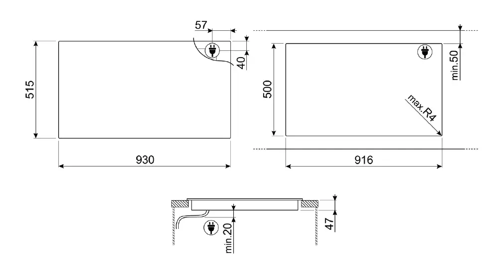 smeg SIA1963DS Linea 93cm Induction Cooktop fig 1